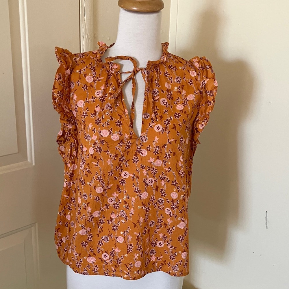 BB Dakota by Steve Madden Floral Orange Blouse size small